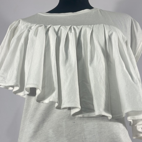 Banana Republic White T, ruffle shirt,XS, Limited Edition Couture Pima - Picture 6 of 7